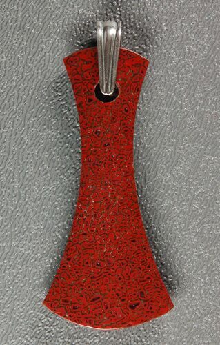 Gorgeous, Red Dinosaur Bone (Gembone) Axe Pendant #84741